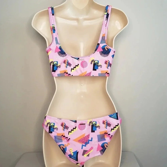 2/$25-Skinny Dip S Bikini-Barbie Retro 90s  Print Pink Abstract Size Small NWOT - Picture 9 of 14